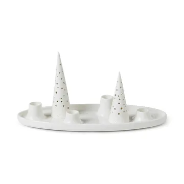 Nobili oval adventslysestage 33 cm - Hvid - Kähler