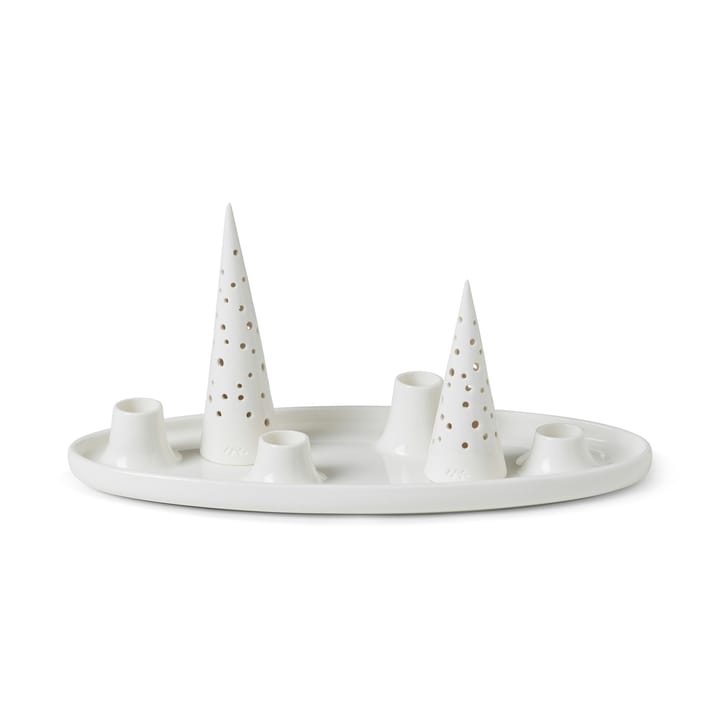 Nobili oval adventslysestage 33 cm - Hvid - Kähler