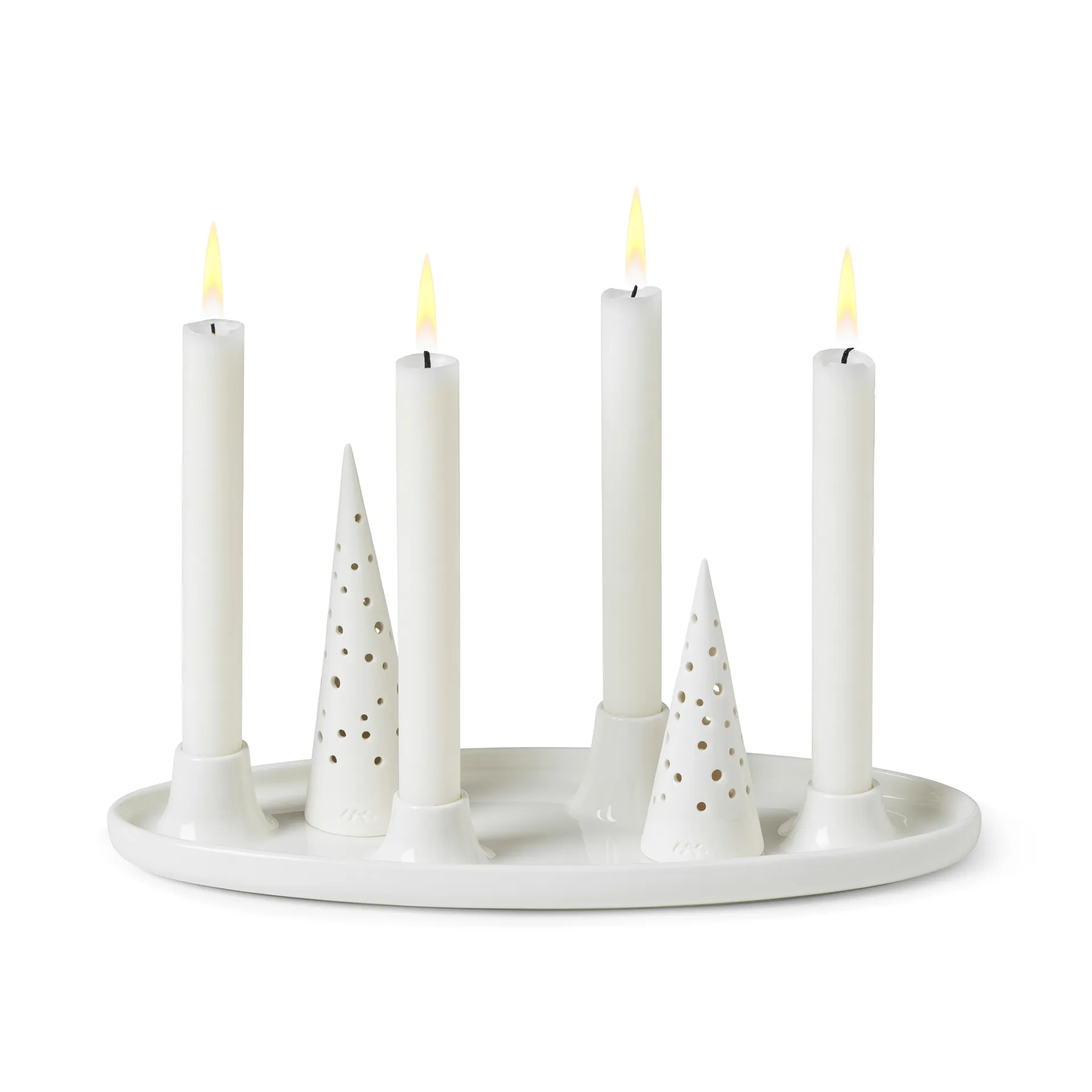 Nobili oval adventslysestage 33 cm, Hvid Kähler