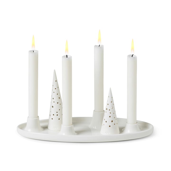 Nobili oval adventslysestage 33 cm, Hvid Kähler