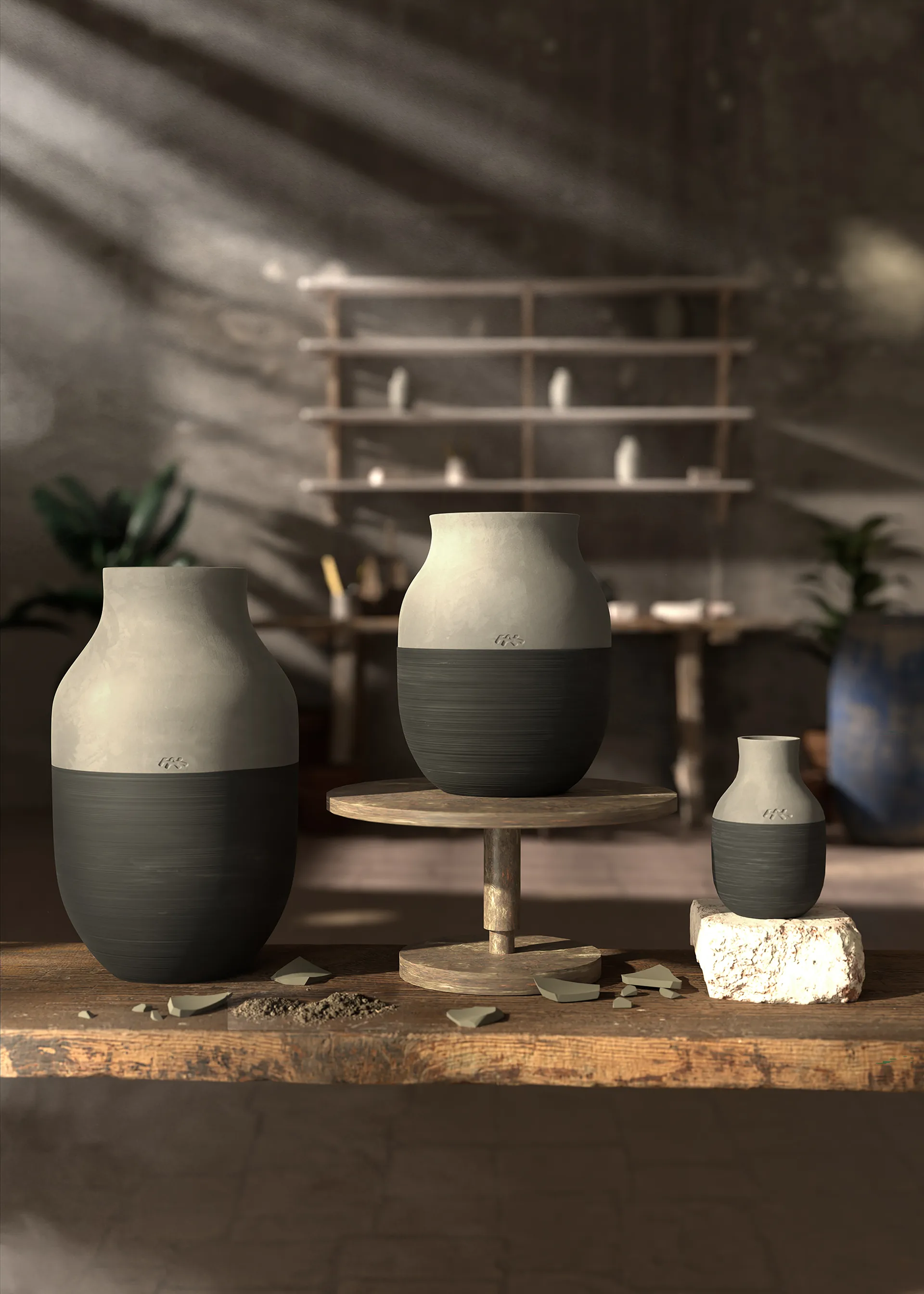 Omaggio Circulare Vase H20 cm, Antracitgrå Kähler