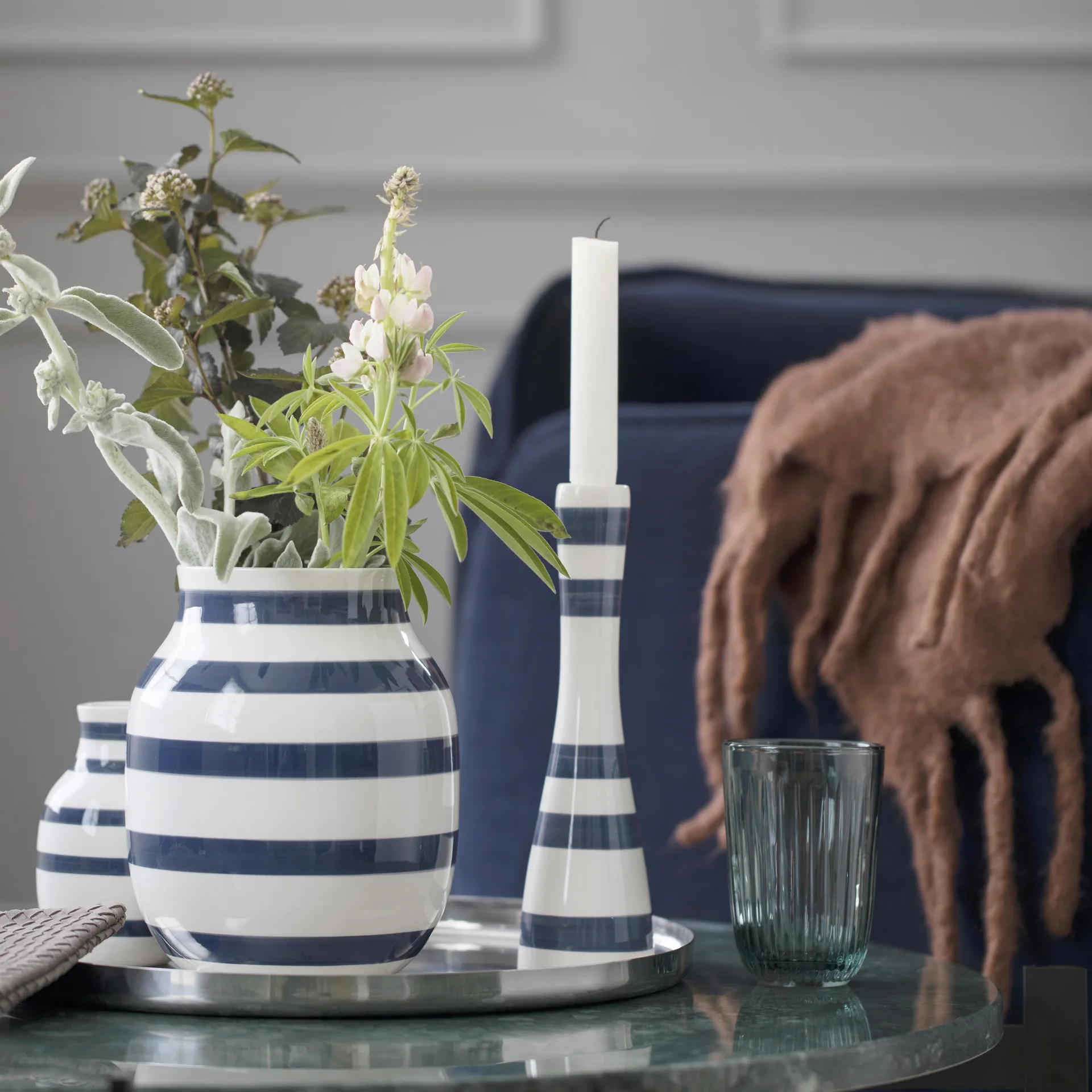 Omaggio vase mellem, stålblå Kähler