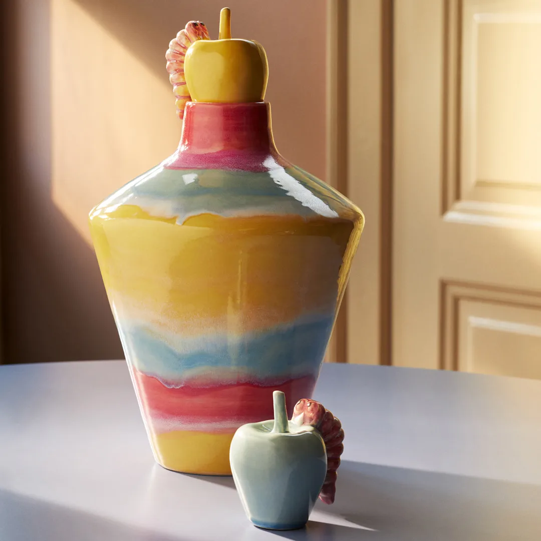 Poppery æble med larvedekoration, Mint-pink Kähler