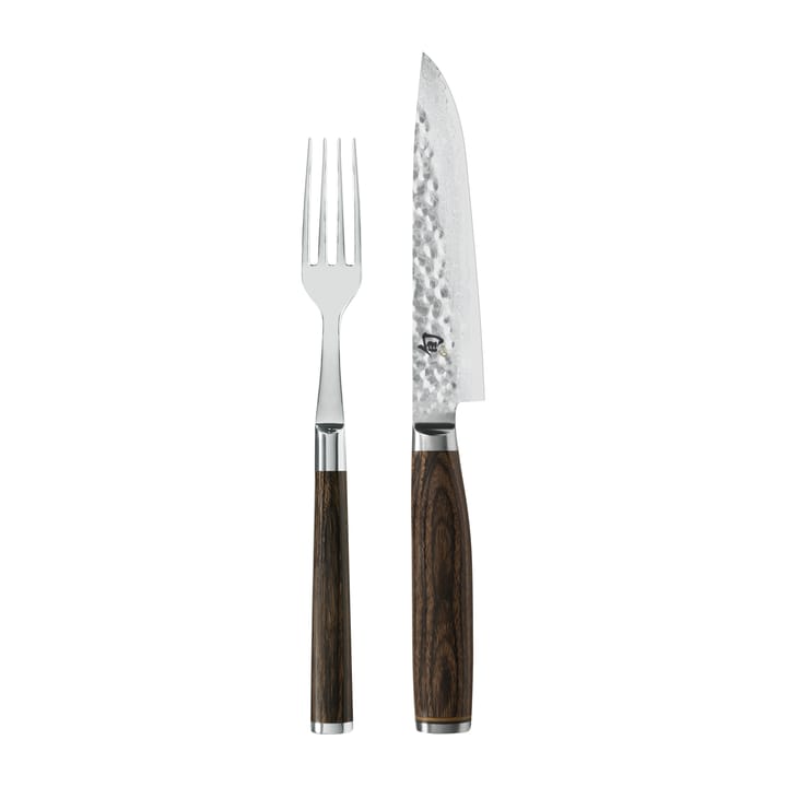 Kai Shun Premier kniv & gaffel sæt - Krom/Brun - KAI
