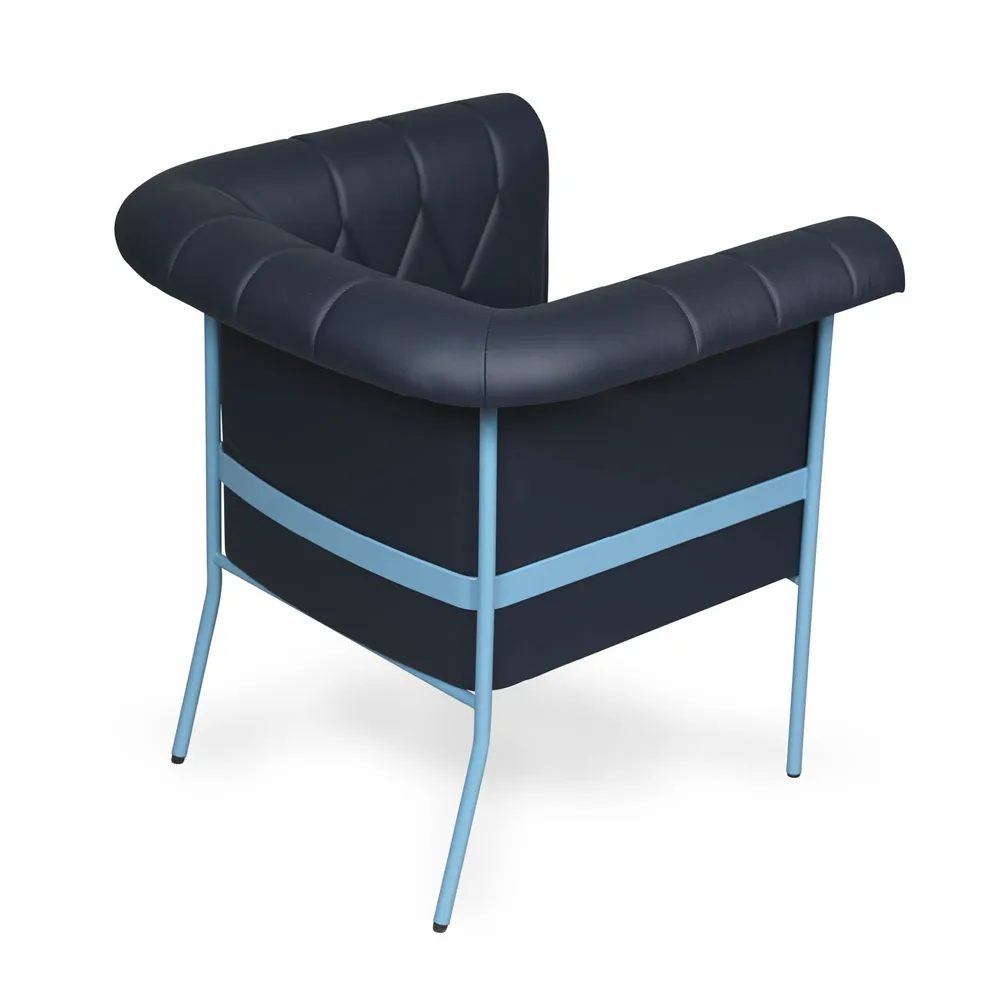 Chester lænestol, Grå-blåt stativ - brunt læder Källemo