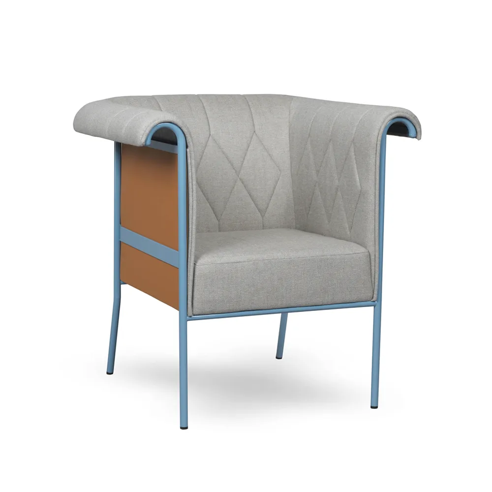 Chester lænestol, Grå-blåt stativ - brunt læder Källemo