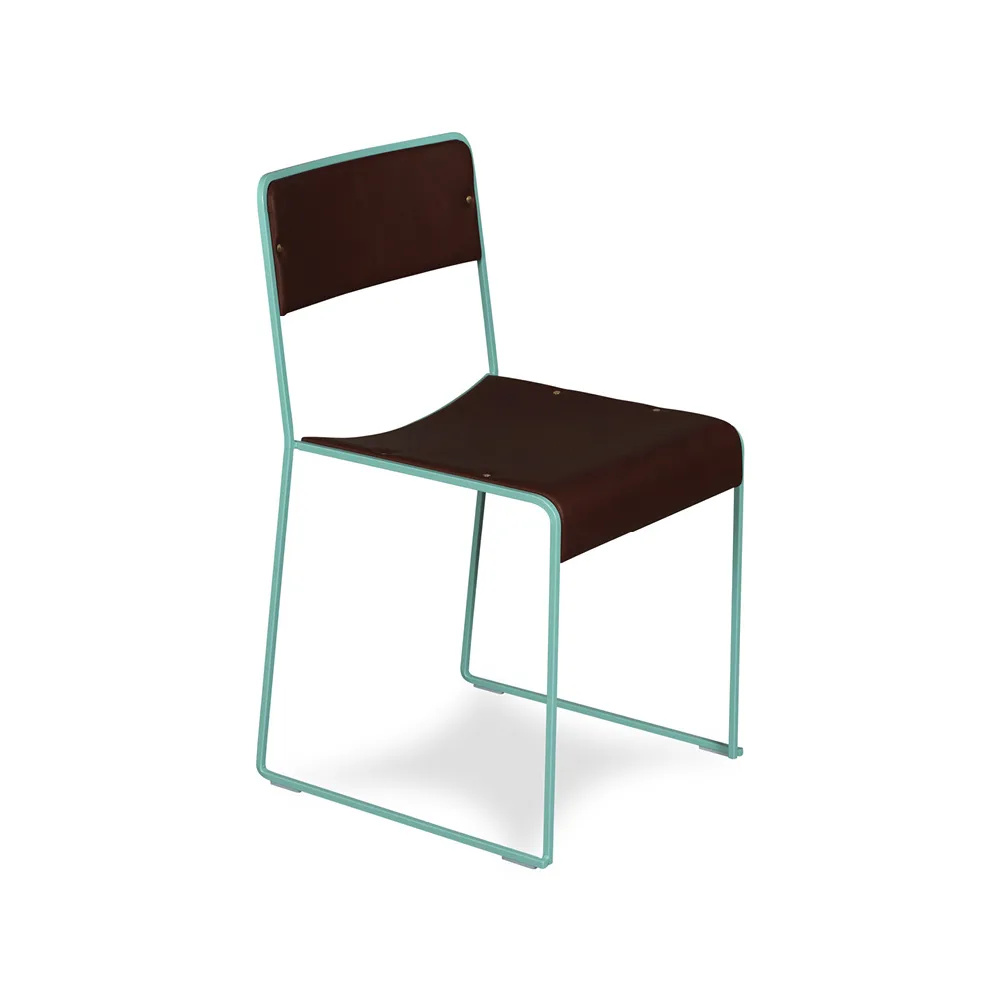 Sindre stol, Brun blå-læder Elmosoft Källemo