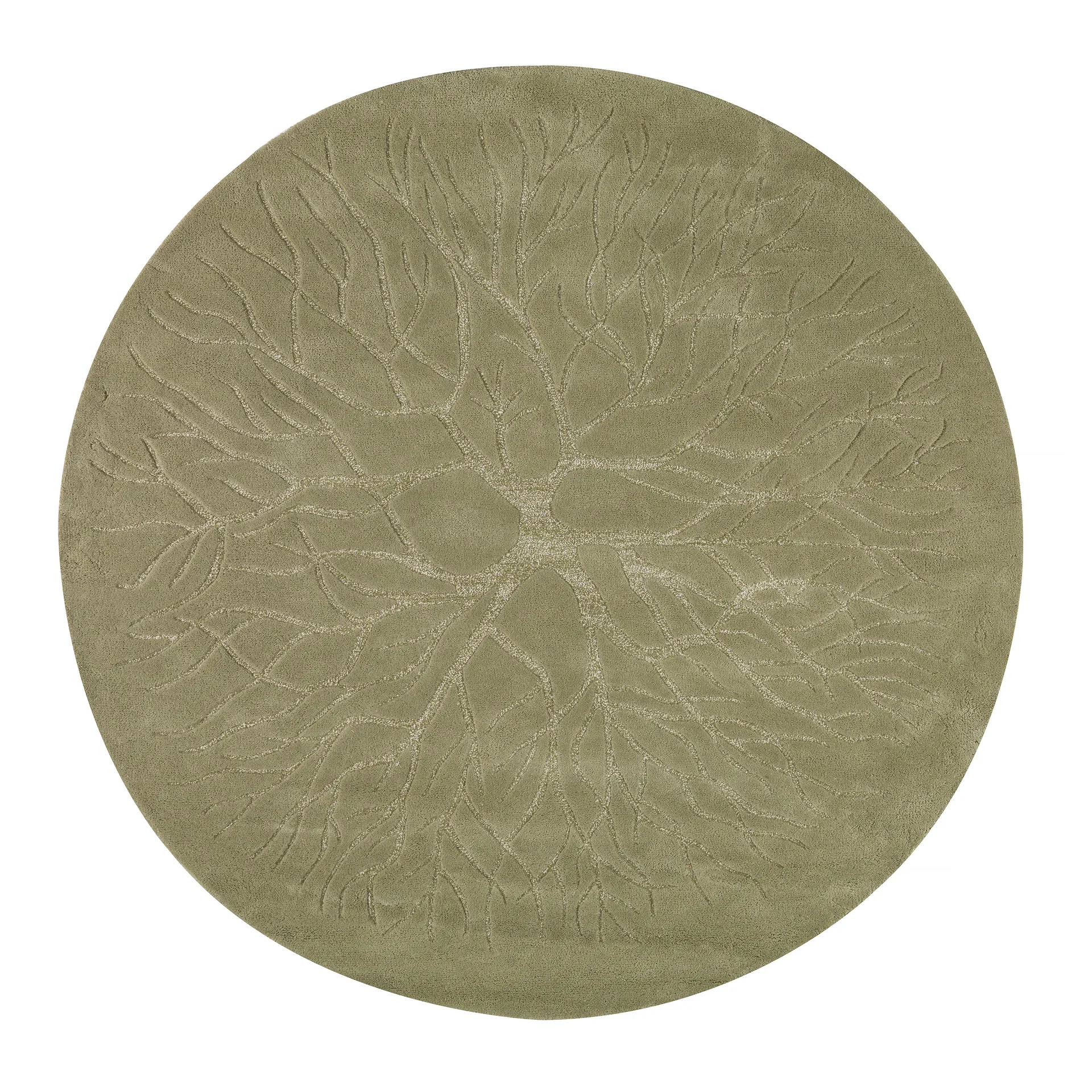 Fuglerede håndvævet tæppe Ø 220 cm, winter green Kateha