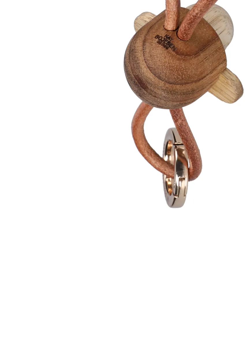 Kaj Bojesen abe nøglering, Teak-limbatræ, naturlæder Kay Bojesen Denmark