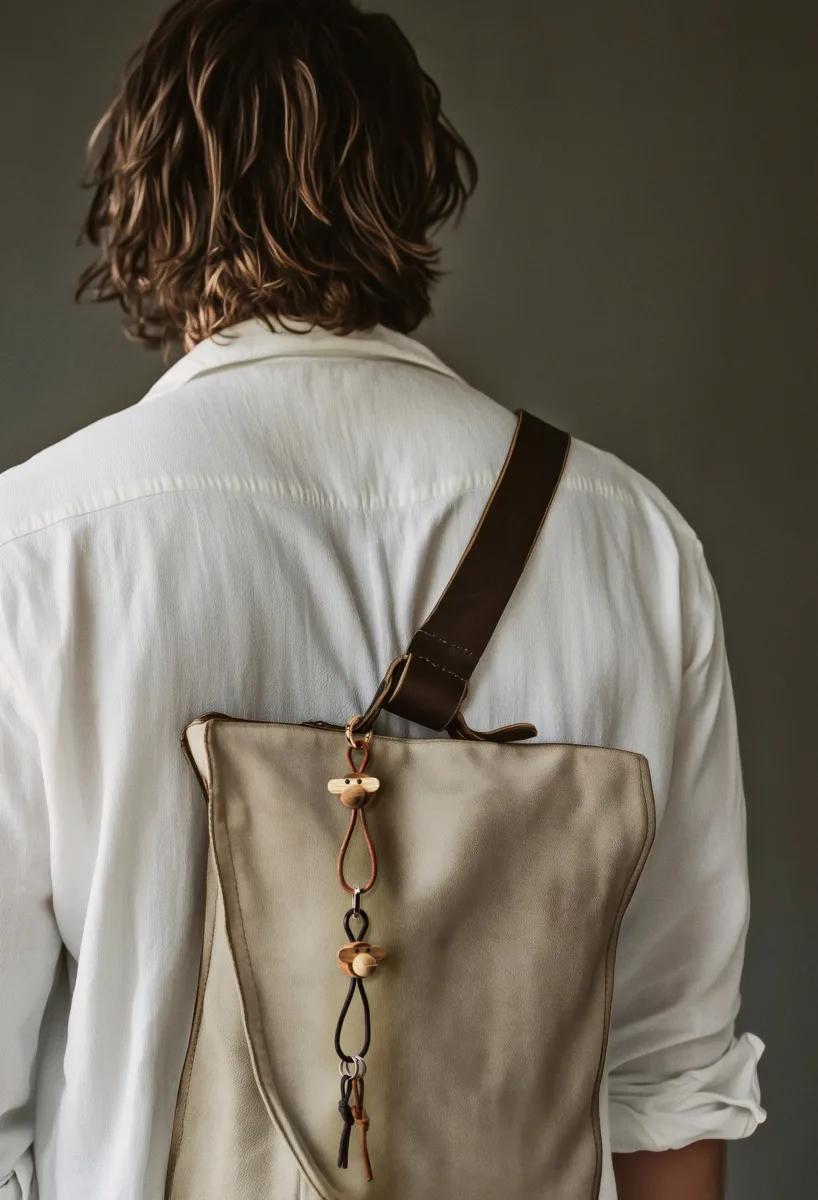 Kaj Bojesen abe nøglering, Teak-limbatræ, naturlæder Kay Bojesen Denmark