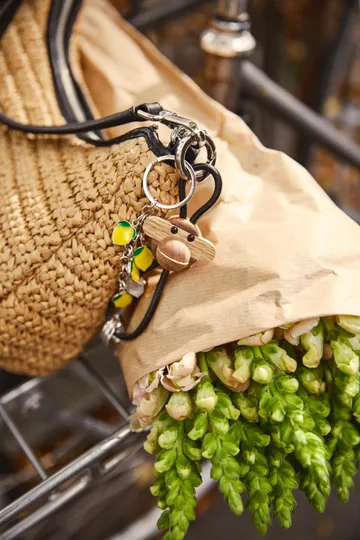 Kaj Bojesen abe nøglering - Teak-limbatræ, sort læder - Kay Bojesen Denmark