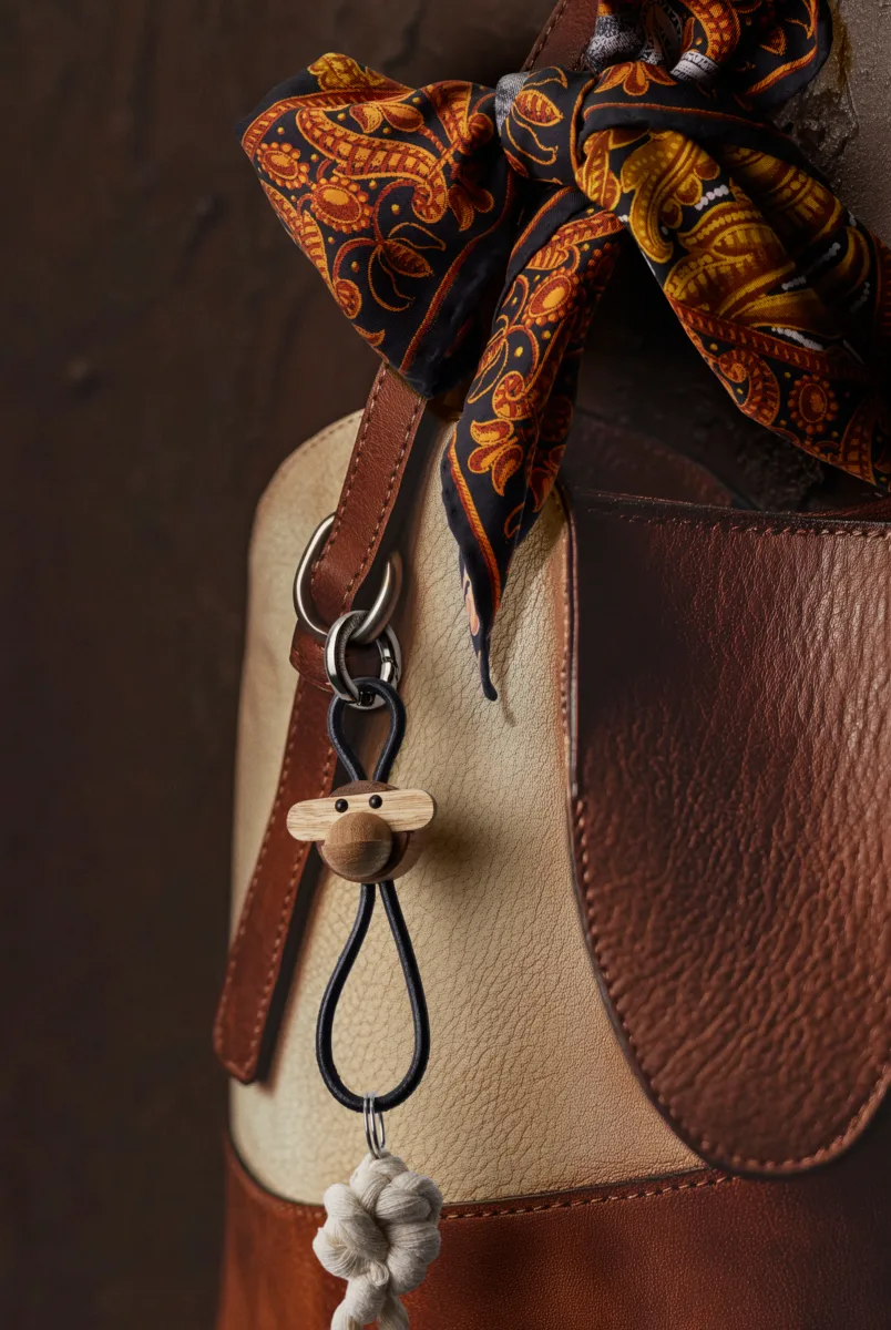 Kaj Bojesen abe nøglering, Teak-limbatræ, sort læder Kay Bojesen Denmark