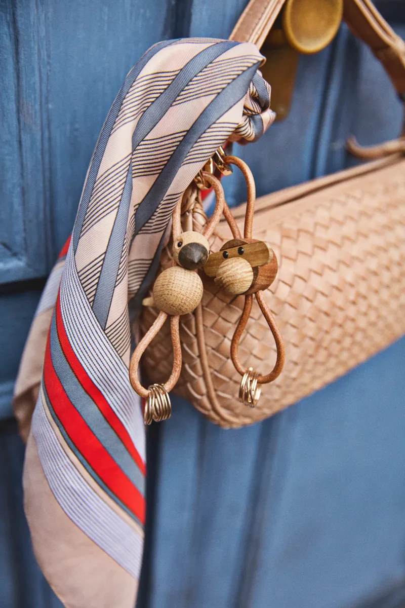 Kaj Bojesen fugl nøglering, Eg, naturlæder Kay Bojesen Denmark