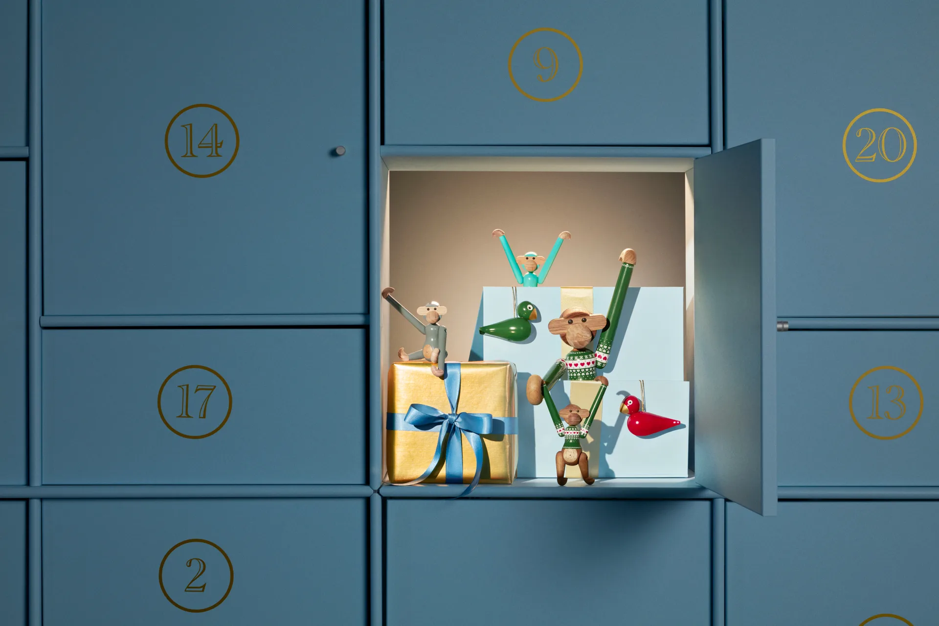 Kay Bojesen Christmas birds juleophæng 2 dele, Rød-grøn Kay Bojesen Denmark