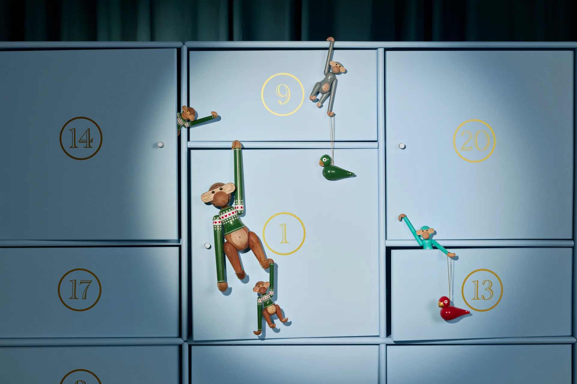 Kay Bojesen Christmas birds juleophæng 2 dele, Rød-grøn Kay Bojesen Denmark