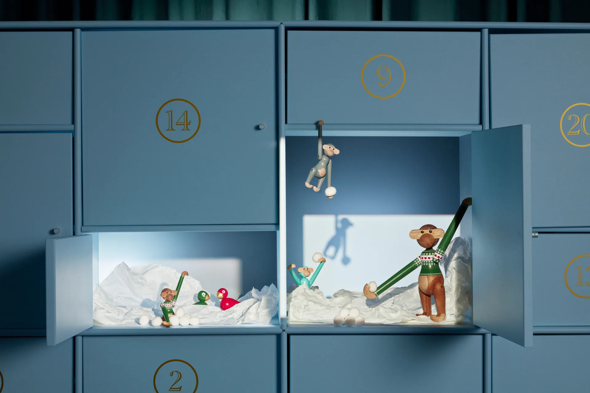 Kay Bojesen Christmas birds juleophæng 2 dele, Rød-grøn Kay Bojesen Denmark