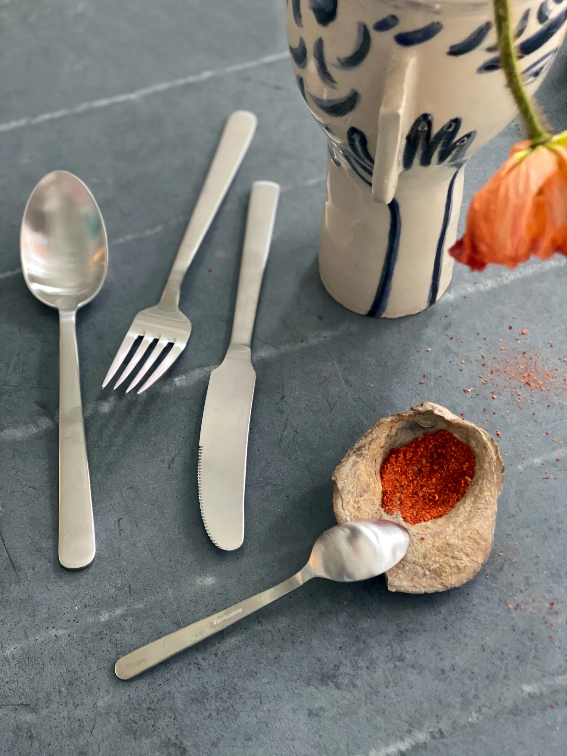 Grand Prix bestiksæt 16 dele, Matte steel Kay Bojesen