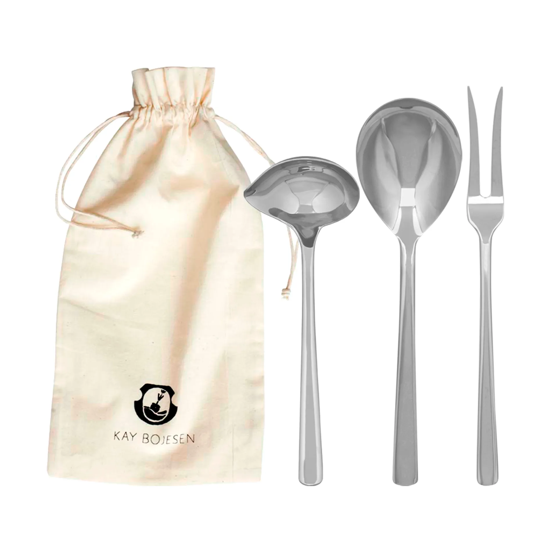 Grand Prix serveringssæt 3 dele, Polished steel Kay Bojesen