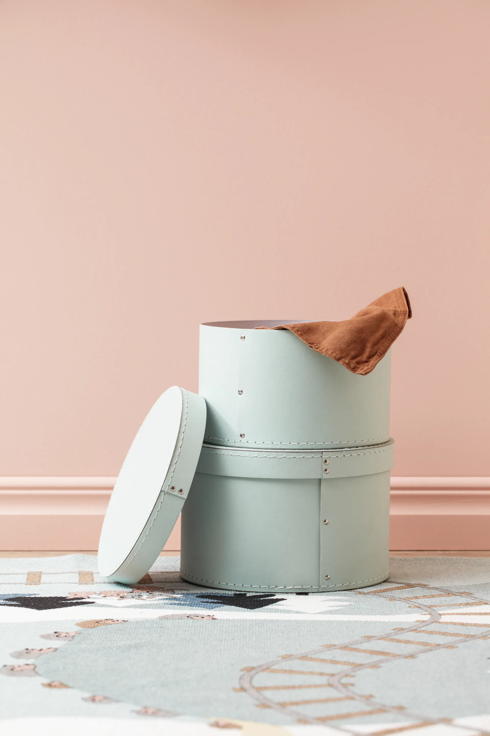 Kid's Base opbevaringsboks rund 2 dele, Lysegrøn Kid's Concept