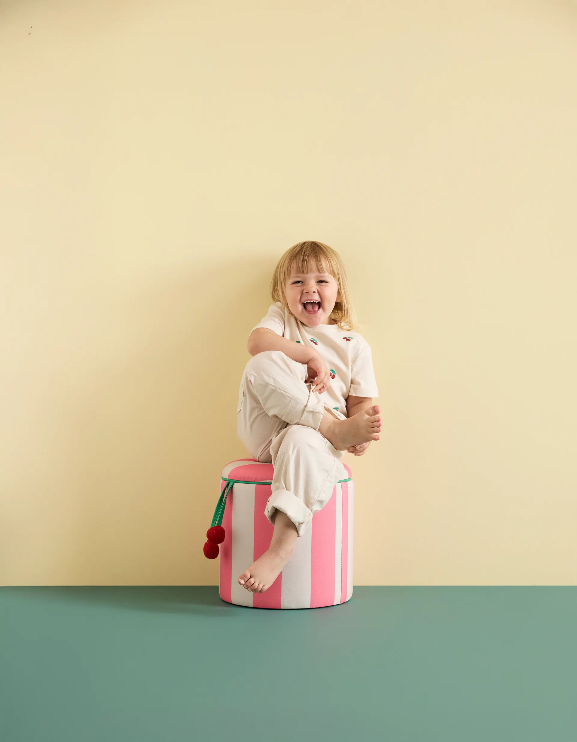 Puf cylinder med opbevaring, Lyserød, Ø40 x 30,5 cm Kid's Concept