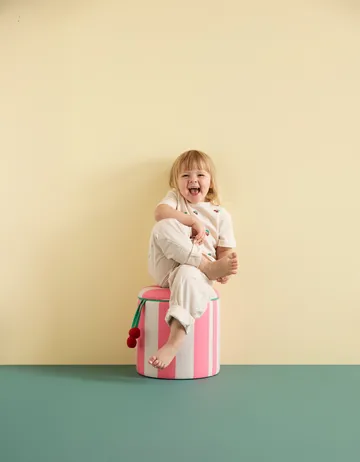 Puf cylinder med opbevaring - Lyserød, Ø40 x 30,5 cm - Kid's Concept