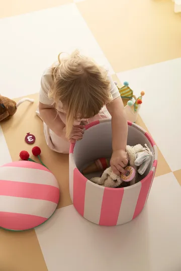 Puf cylinder med opbevaring - Lyserød, Ø40 x 30,5 cm - Kid's Concept