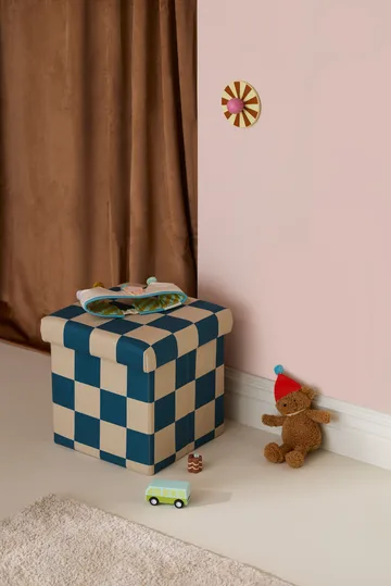 Puf med opbevaring tern - Blågrøn, 30x30 cm - Kid's Concept