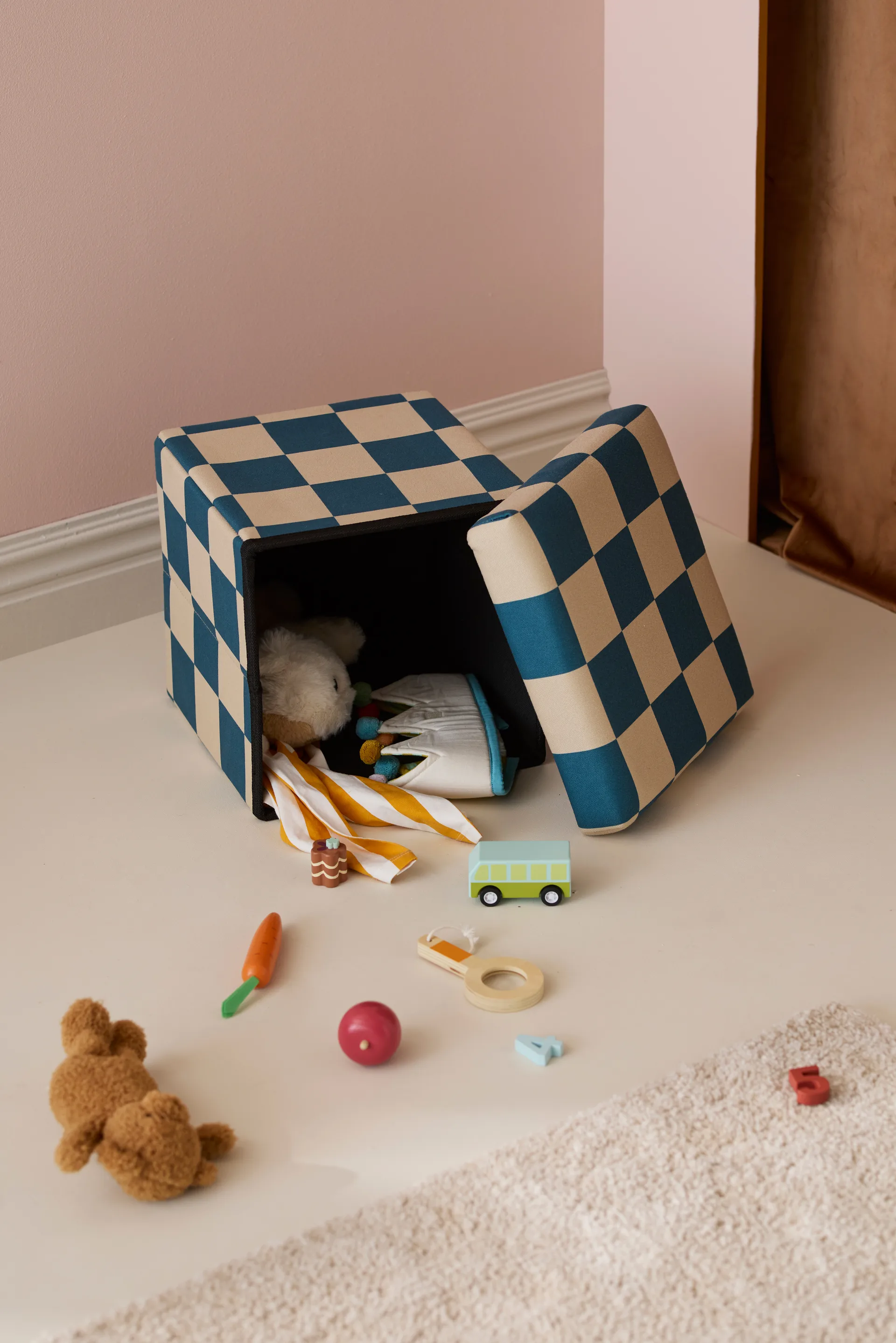 Puf med opbevaring tern, Blågrøn, 30x30 cm Kid's Concept