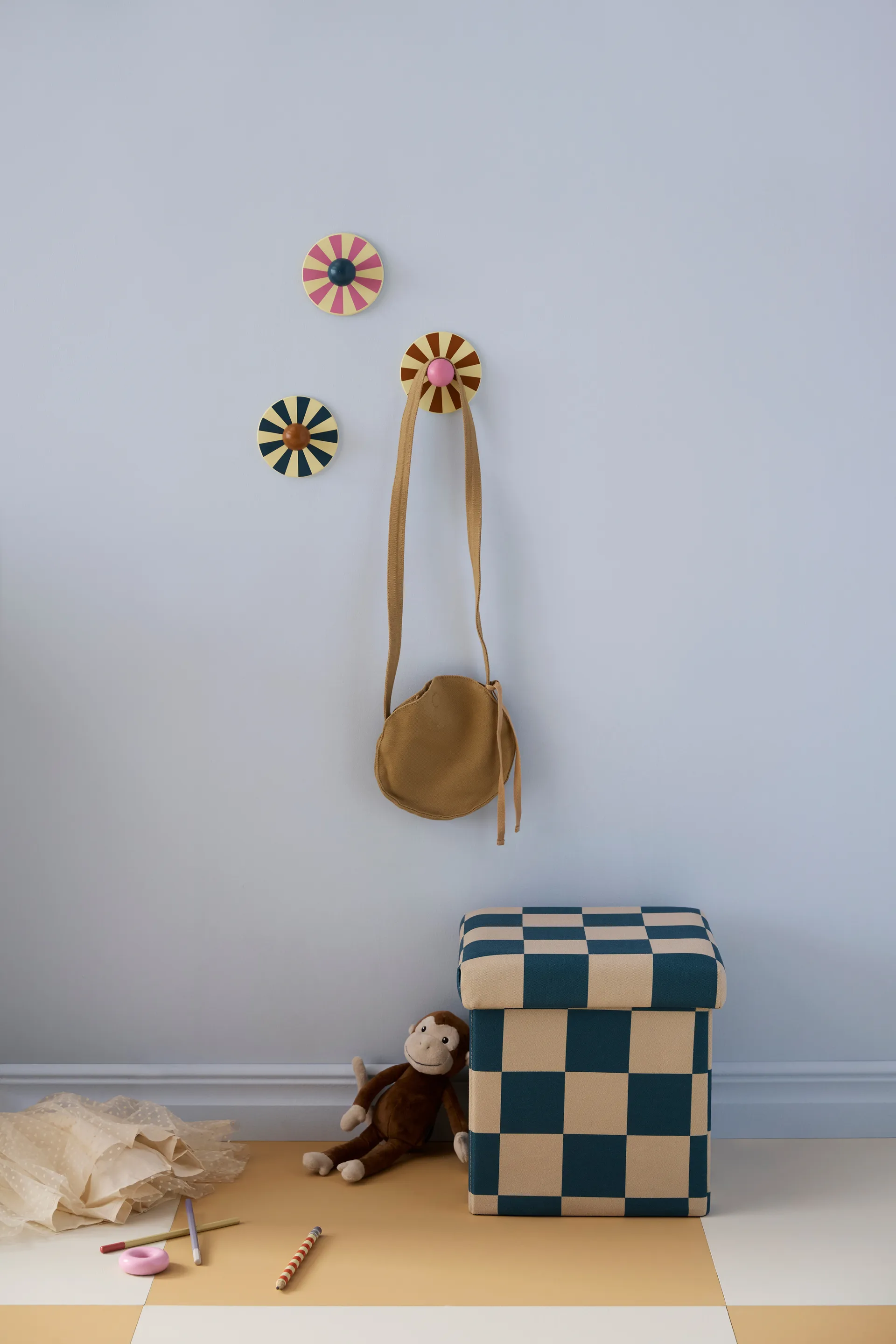 Puf med opbevaring tern, Blågrøn, 30x30 cm Kid's Concept