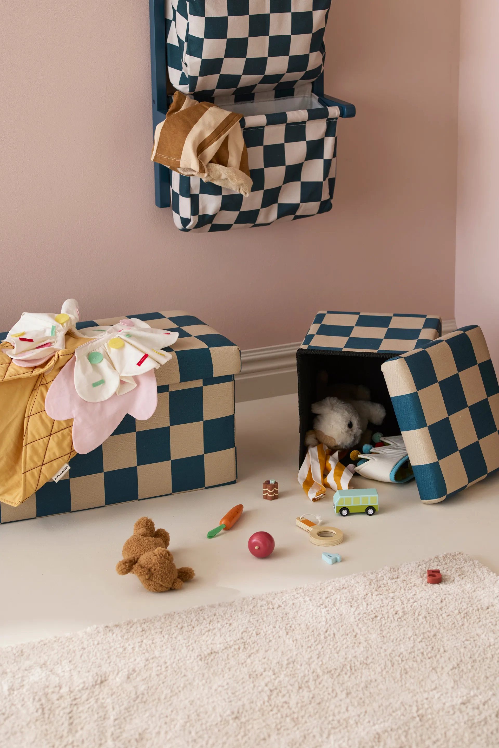 Puf med opbevaring tern, Blågrøn, 80x30x30 cm Kid's Concept