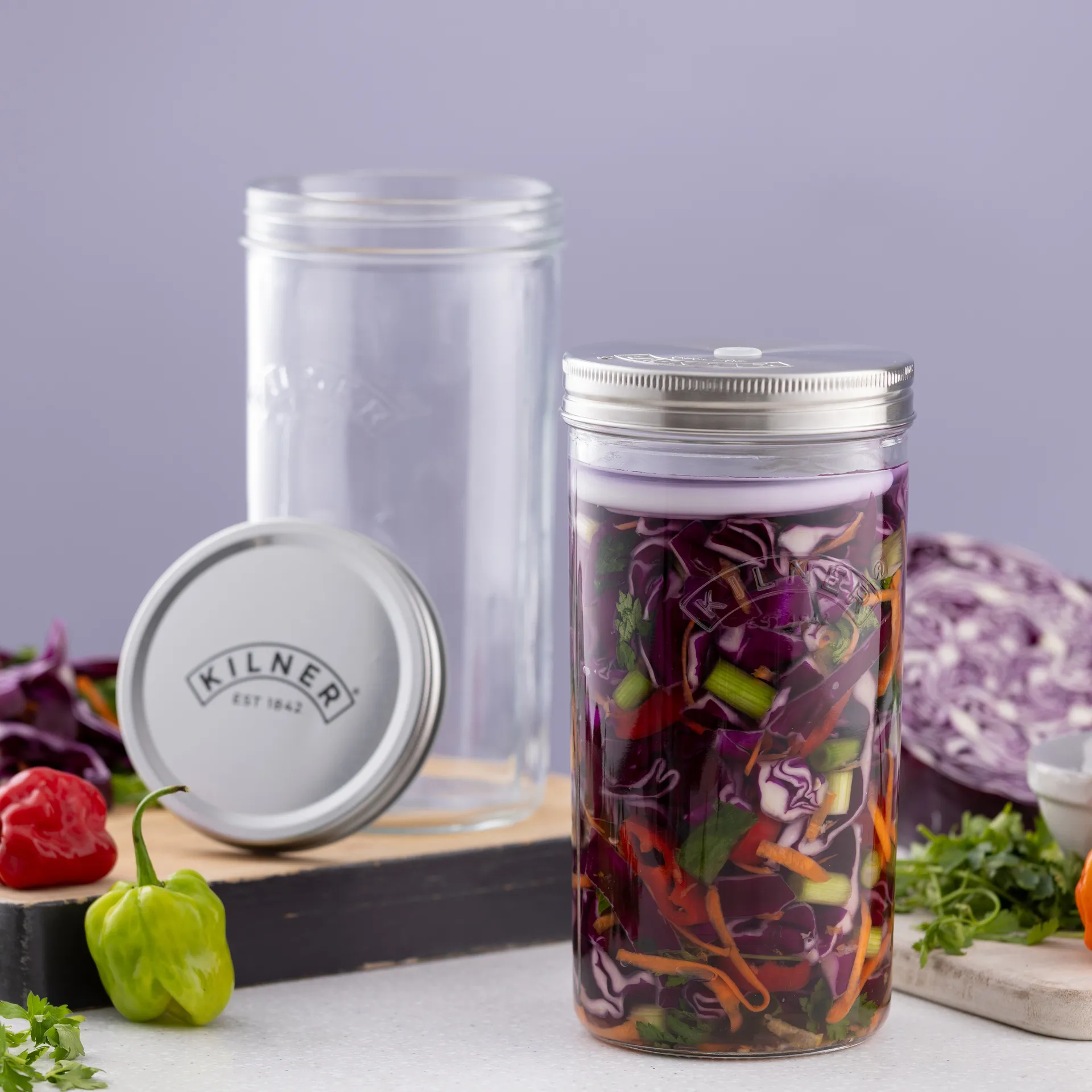 Kilner fermenteringssæt, Klar-rustfrit stål, 1 l Kilner