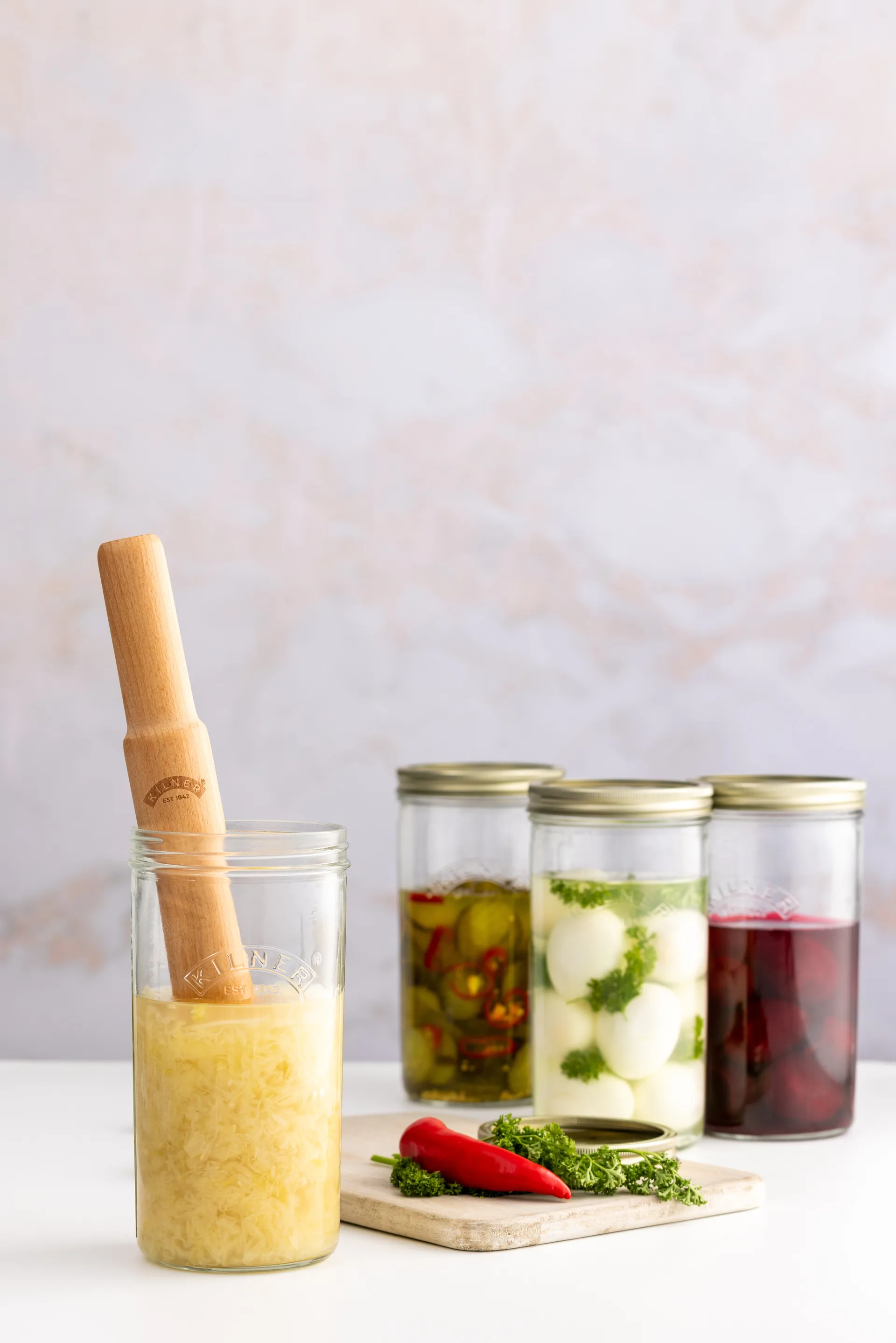 Kilner fermenteringsstampe, Lyst træ Kilner