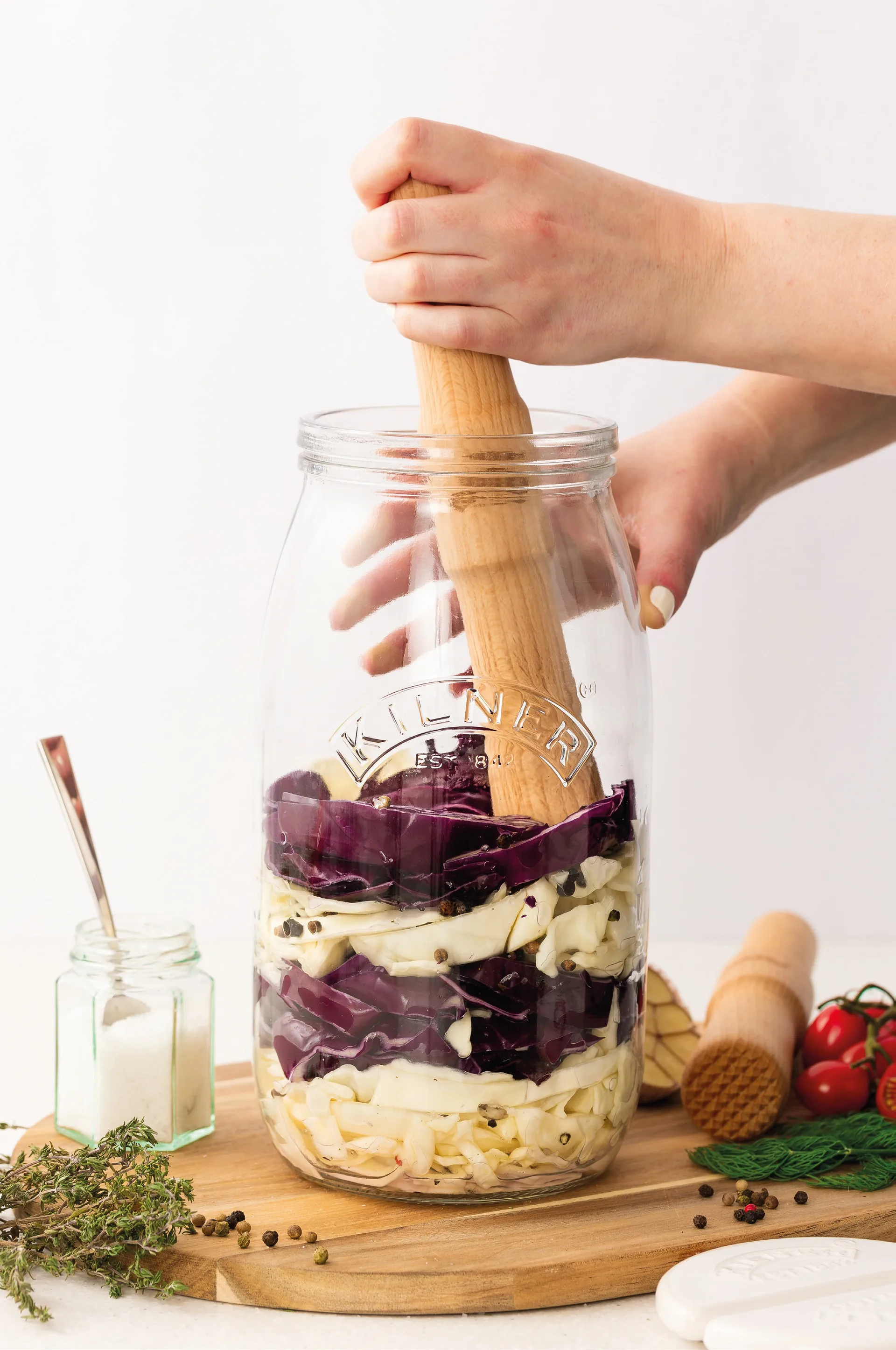 Kilner fermenteringsstampe, Lyst træ Kilner