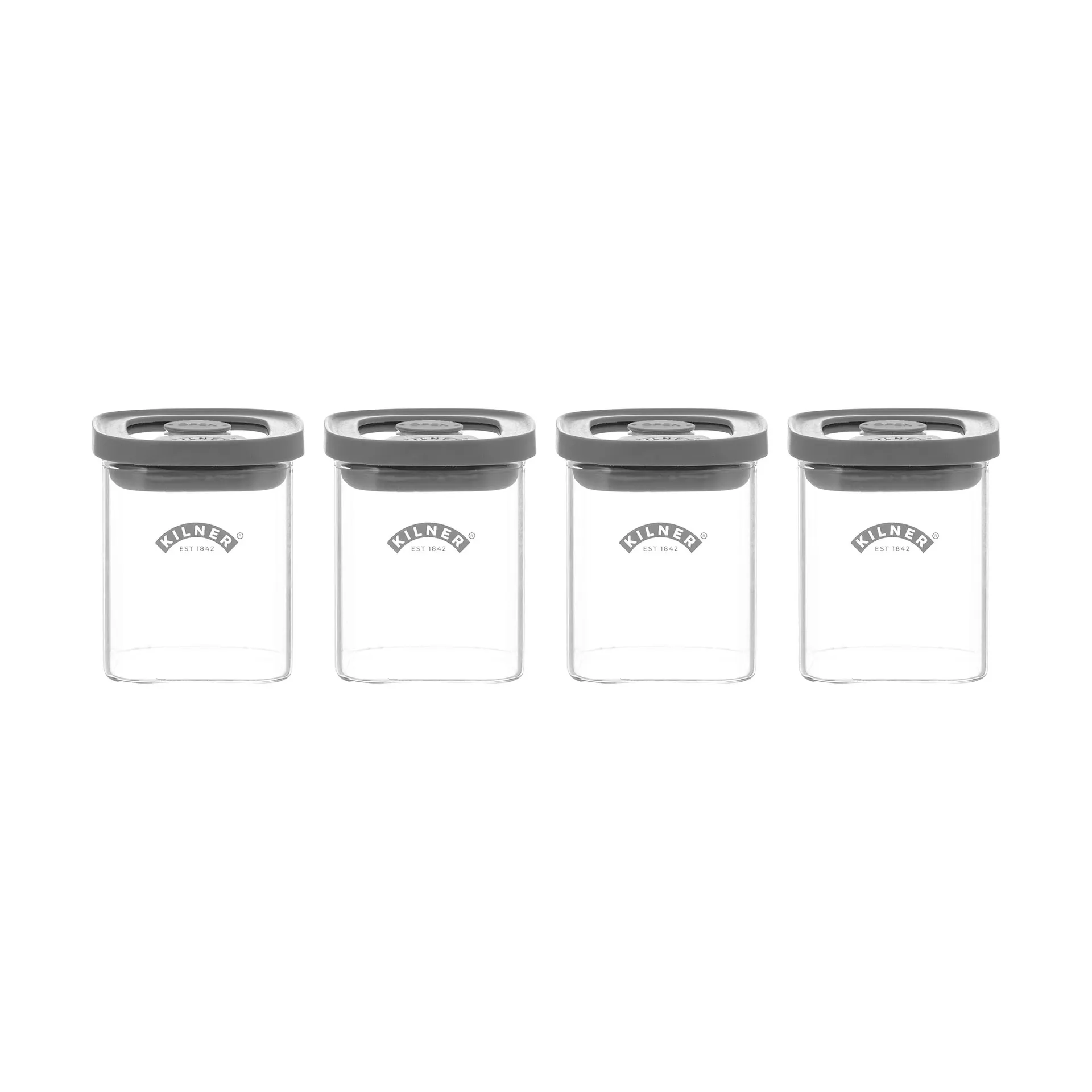 Kilner FRESH krydderiglas, Klar-grå, 4-pak, 160 ml Kilner