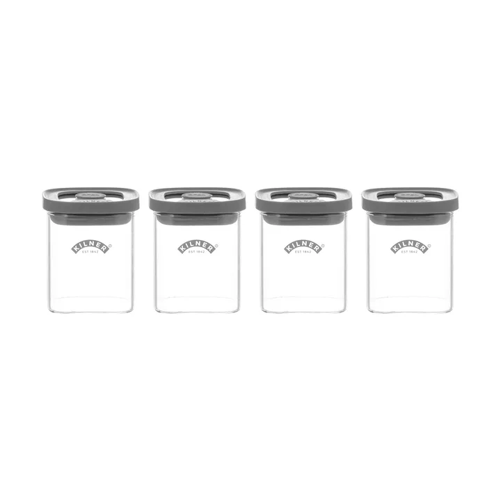 Kilner FRESH krydderiglas - Klar-grå, 4-pak, 160 ml - Kilner