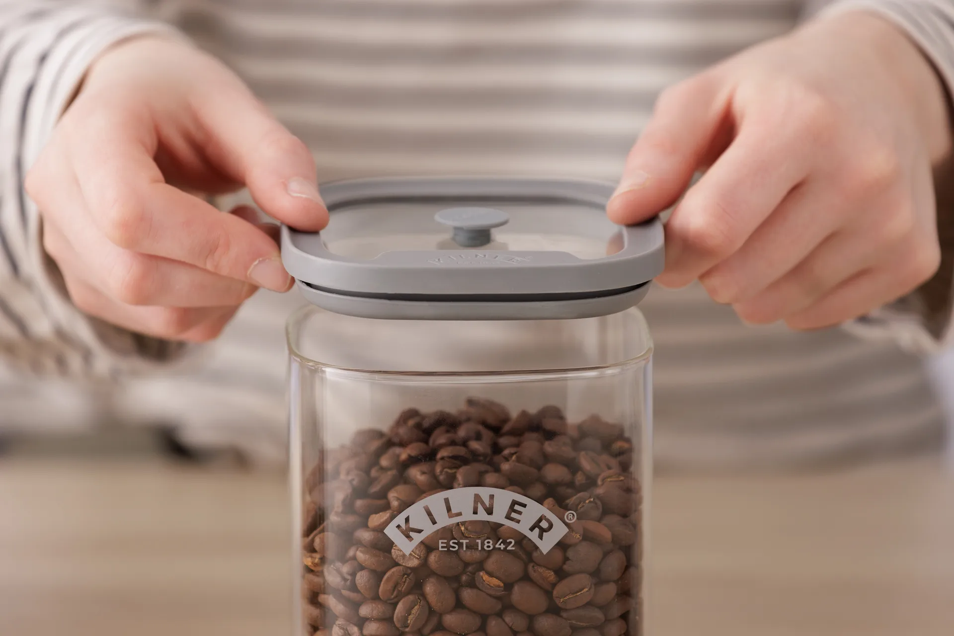 Kilner FRESH opbevaringskrukke, Klar-grå, 1 l Kilner