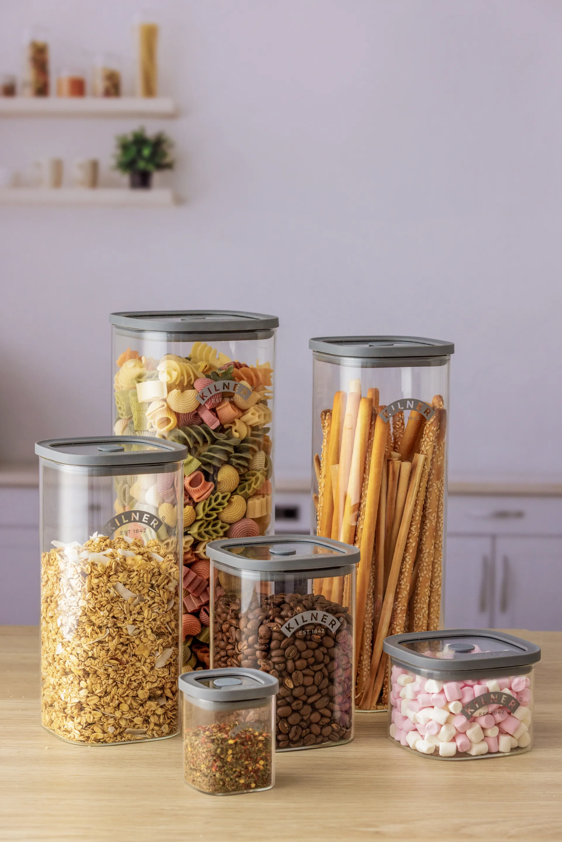 Kilner FRESH opbevaringskrukke, Klar-grå, 1 l Kilner