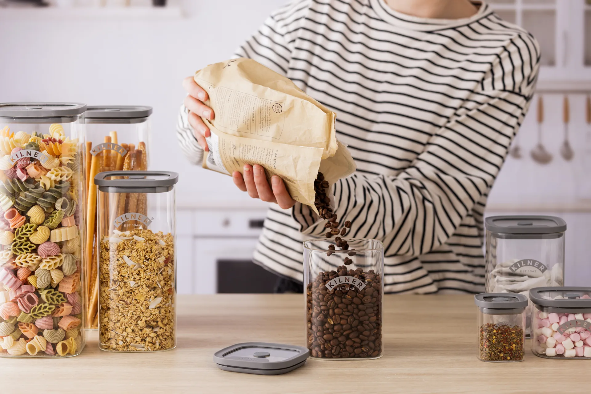Kilner FRESH opbevaringskrukke, Klar-grå, 1 l Kilner
