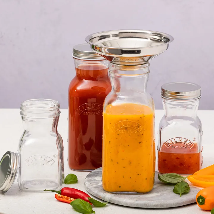 Kilner juice- og sauceflaske - Klar-rustfrit stål, 1 l - Kilner