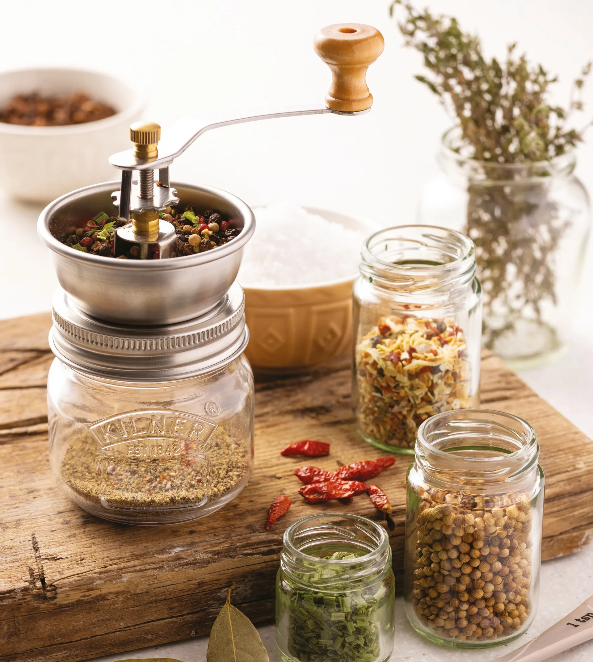 Kilner krydderikværn, Klar-rustfrit stål, 250 ml Kilner