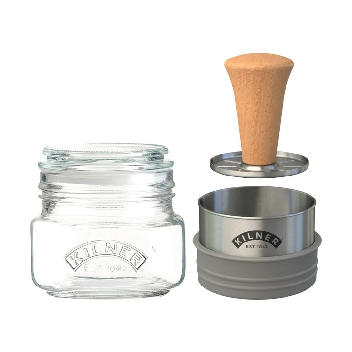Kilner Mash & Store opbevaringssæt - Klar-rustfrit stål-træ, 0,5 l - Kilner
