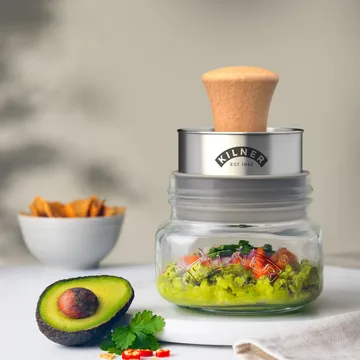 Kilner Mash & Store opbevaringssæt - Klar-rustfrit stål-træ, 0,5 l - Kilner