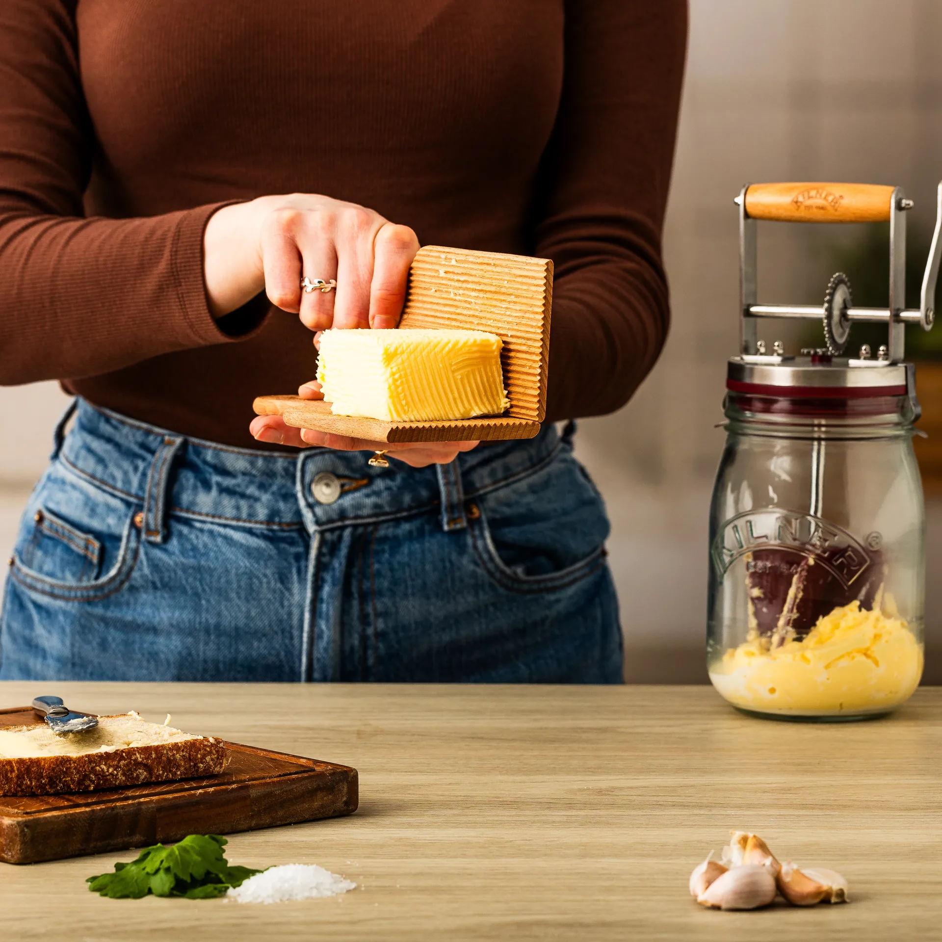 Kilner smørkniv, Lyst træ, 2 stk. Kilner