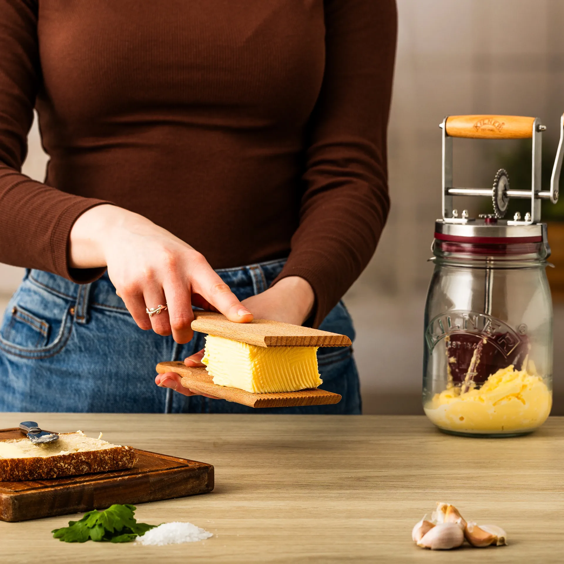 Kilner smørkniv, Lyst træ, 2 stk. Kilner
