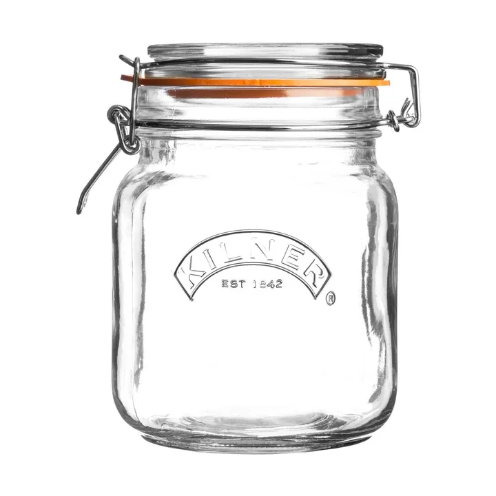 Kilner sylteglas firkantet med bøjle - Klar, 1 l - Kilner