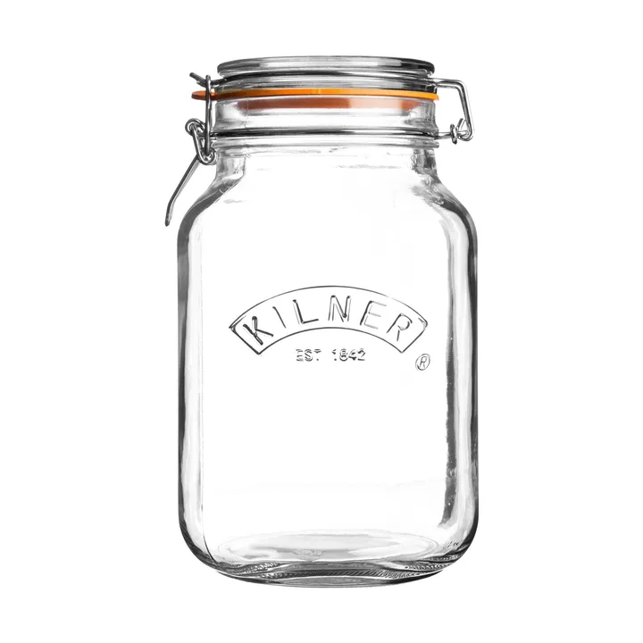 Kilner sylteglas firkantet med bøjle - Klar, 1,5 L - Kilner