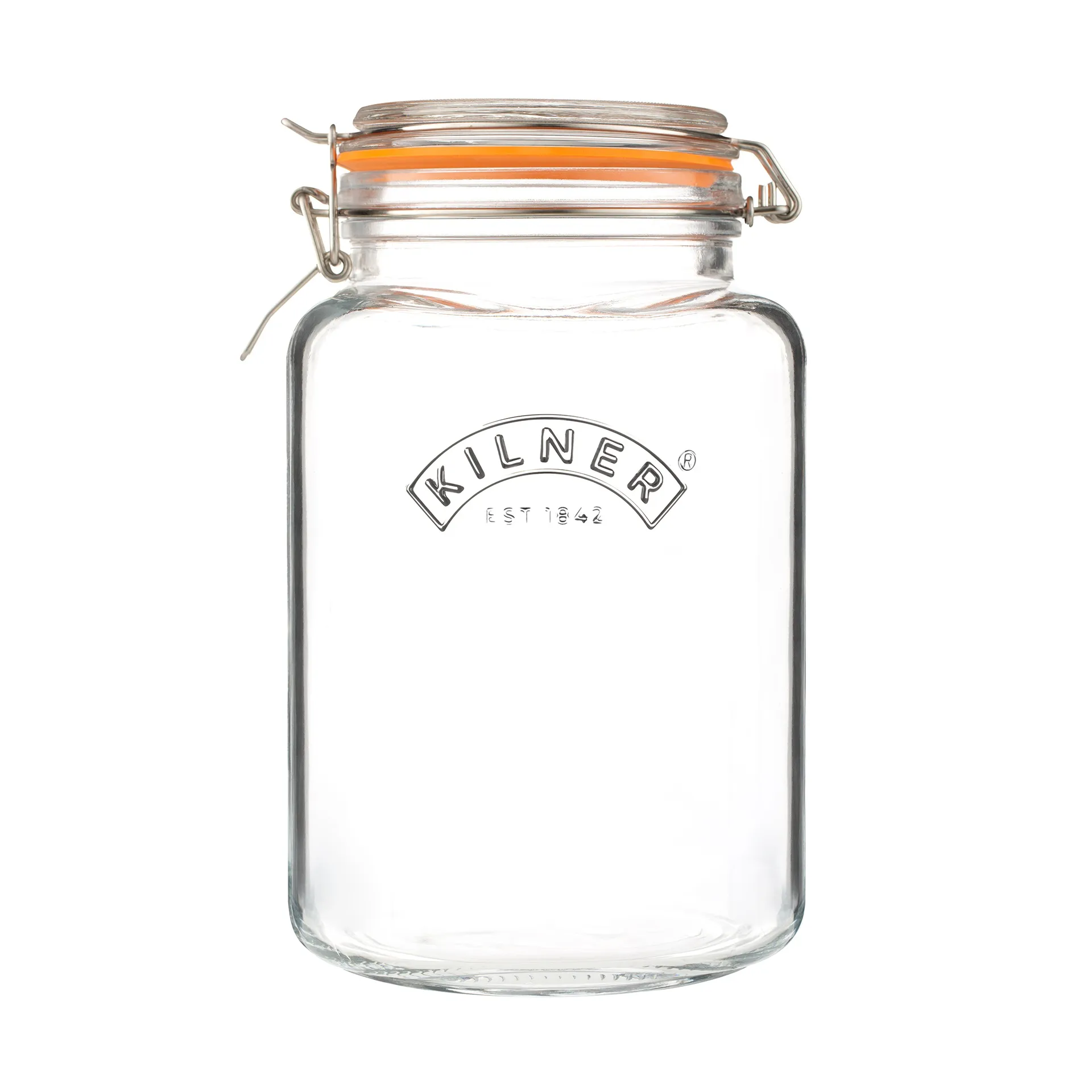 Kilner sylteglas firkantet med bøjle, Klar-rustfrit stål, 3 l Kilner