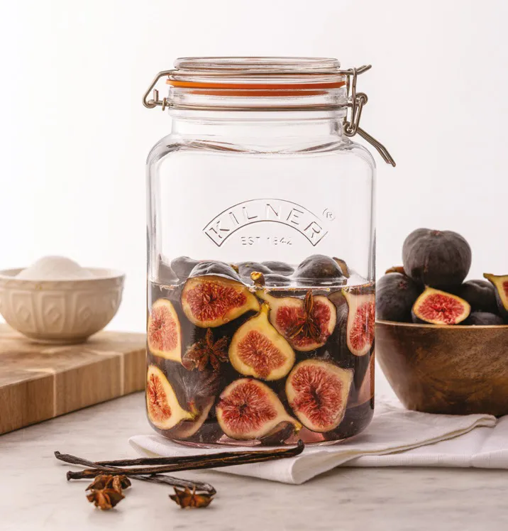 Kilner sylteglas firkantet med bøjle, Klar-rustfrit stål, 3 l Kilner