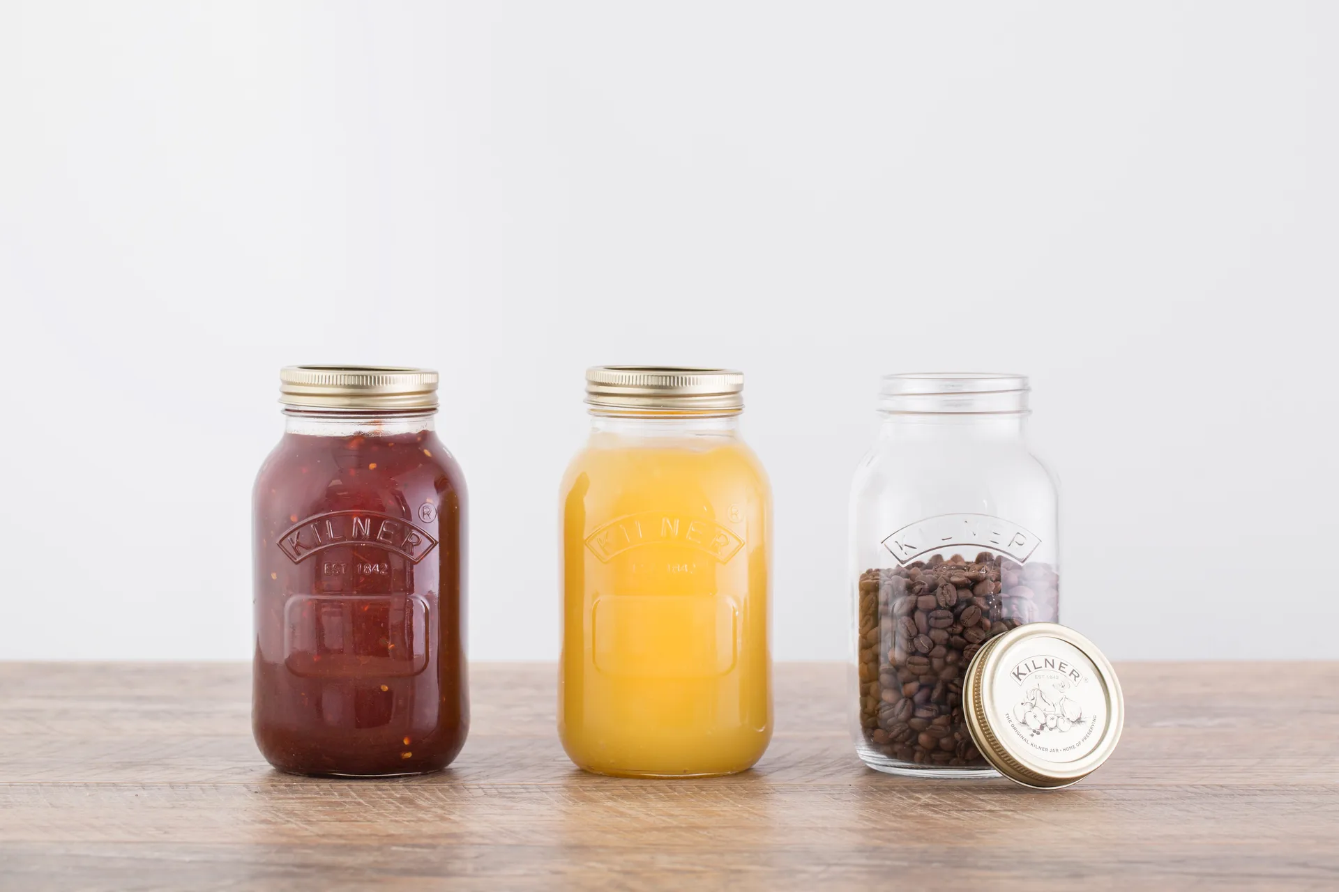 Kilner sylteglas rund, Klar-guld, 1 l Kilner
