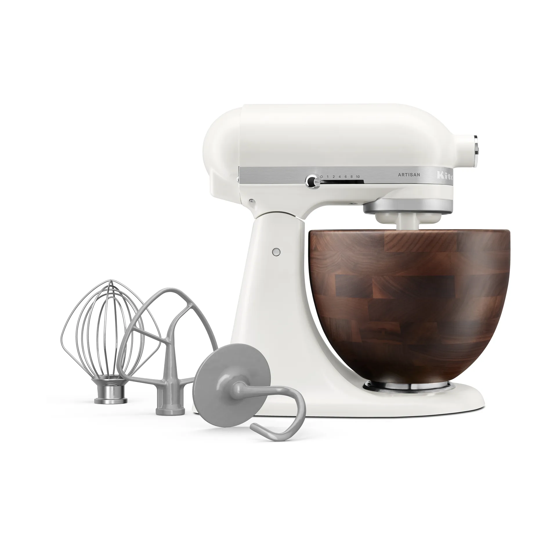 Aritsan 5KSM156 køkkenmaskine med træskål 4,7 L, Porcelain white-walnut KitchenAid